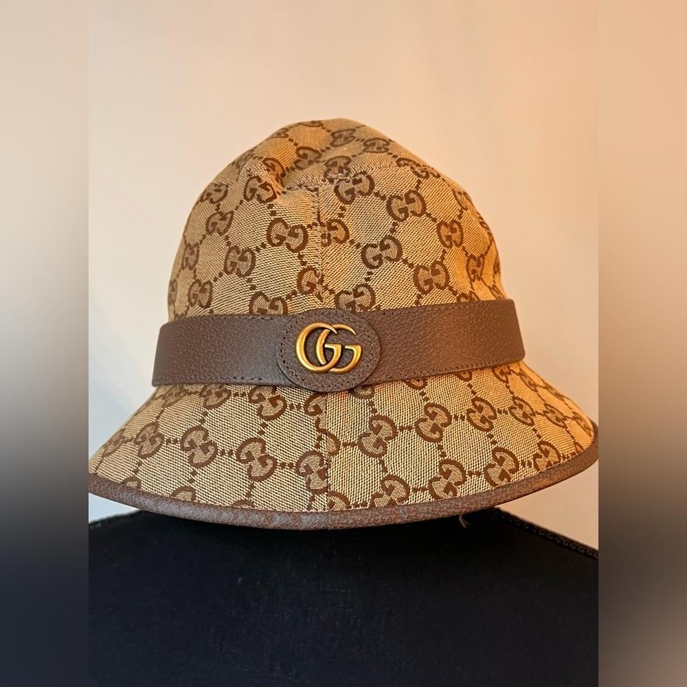 Gucci Tan and Brown Monogram Hat - Picture 2 of 15
